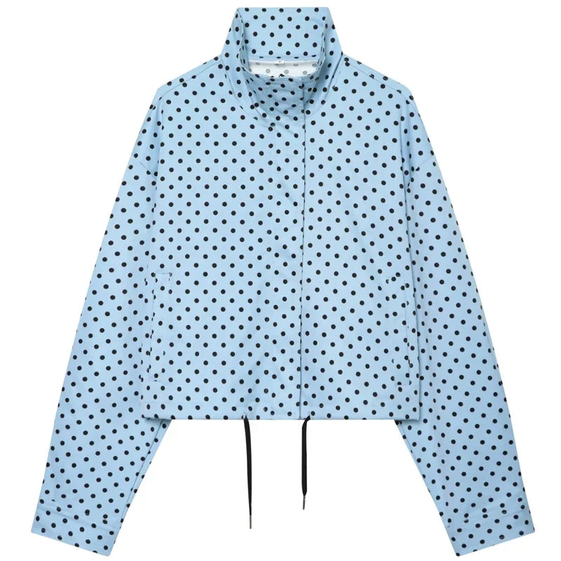 Women's Bomber Jacket | Polka Dot, Oversized | Long Sleeve Spring Coat