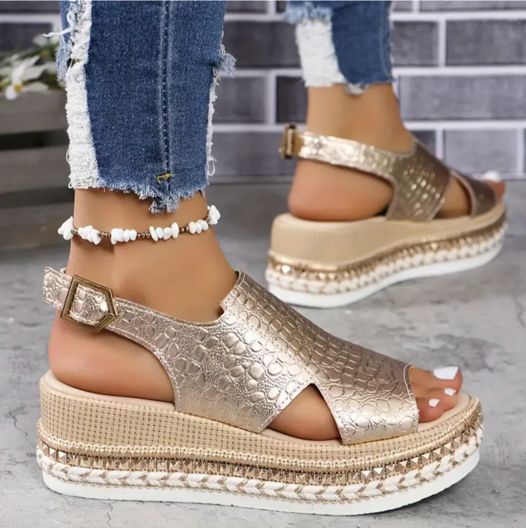 Women's Orthopedic Sandals | Leather Platform, Adjustable Straps