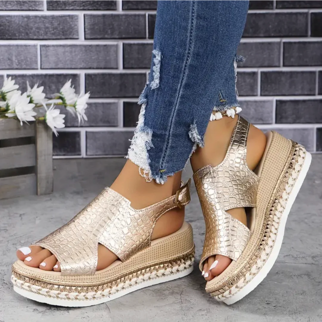 Women's Orthopedic Sandals | Leather Platform, Adjustable Straps