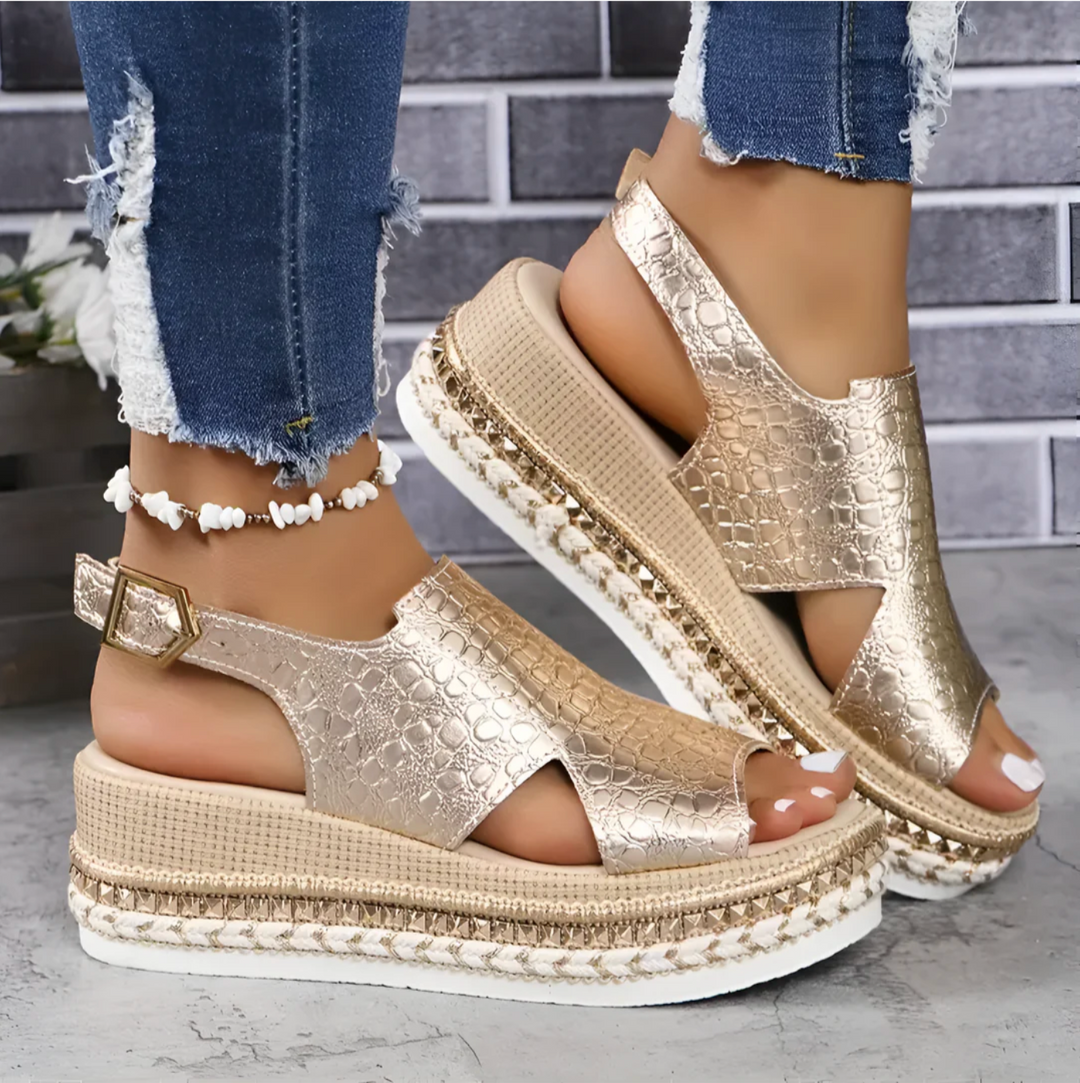 Women's Orthopedic Sandals | Leather Platform, Adjustable Straps