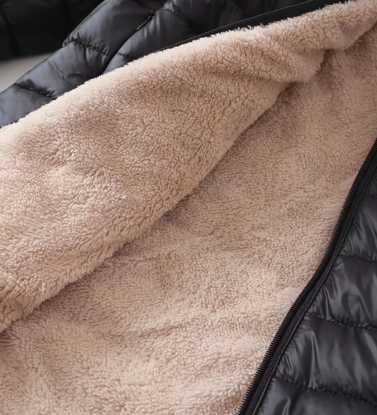 Women long quilted hooded puffer jacket extended length zip closure