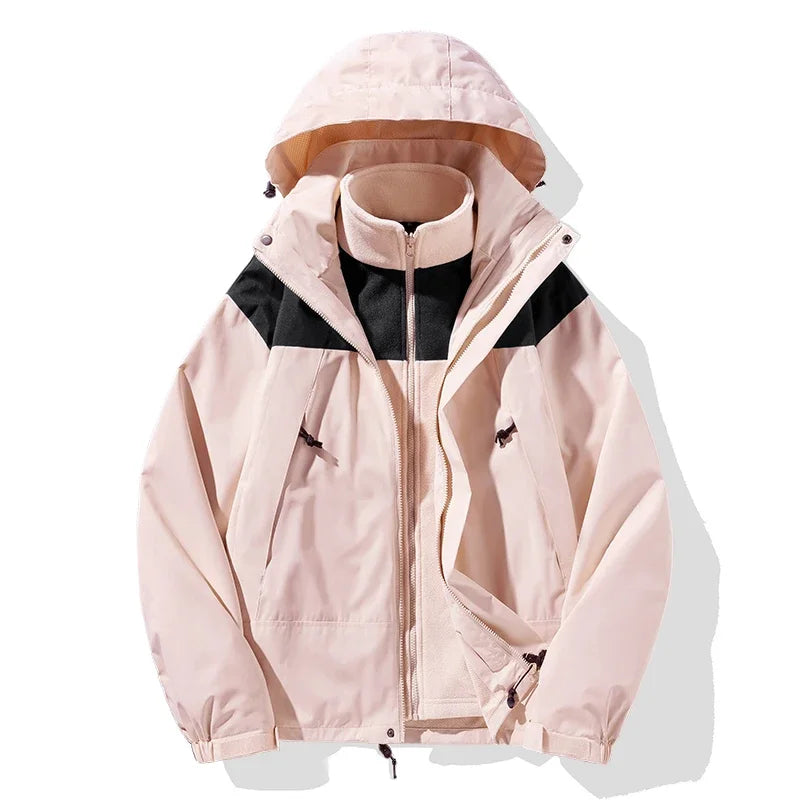 Womens 3 in 1 waterproof jacket with windproof breathable thermal design