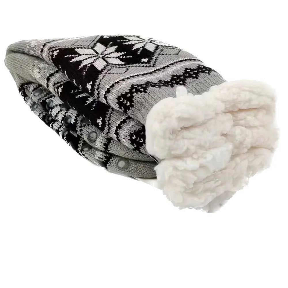 Slipper Socks | Men’s Fluffy Thermal, Warm Crew | Non Slip Snowflake
