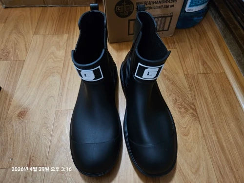 Men ankle rain boots slip on waterproof wellies non-slip outsole