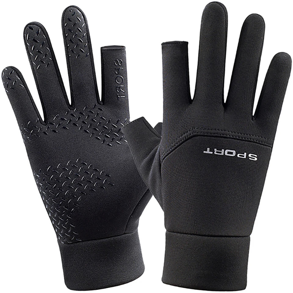 Fishing Gloves | Two Finger Cut, Touchscreen Compatible | Anti Slip Cycling Grip