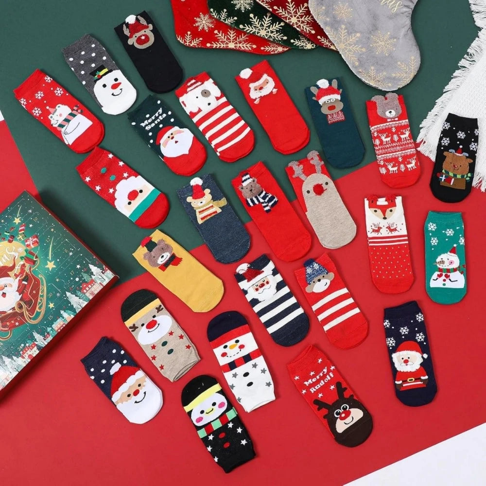 Sock Advent Calendar 24 Pairs Christmas Socks Long Short Gift Box