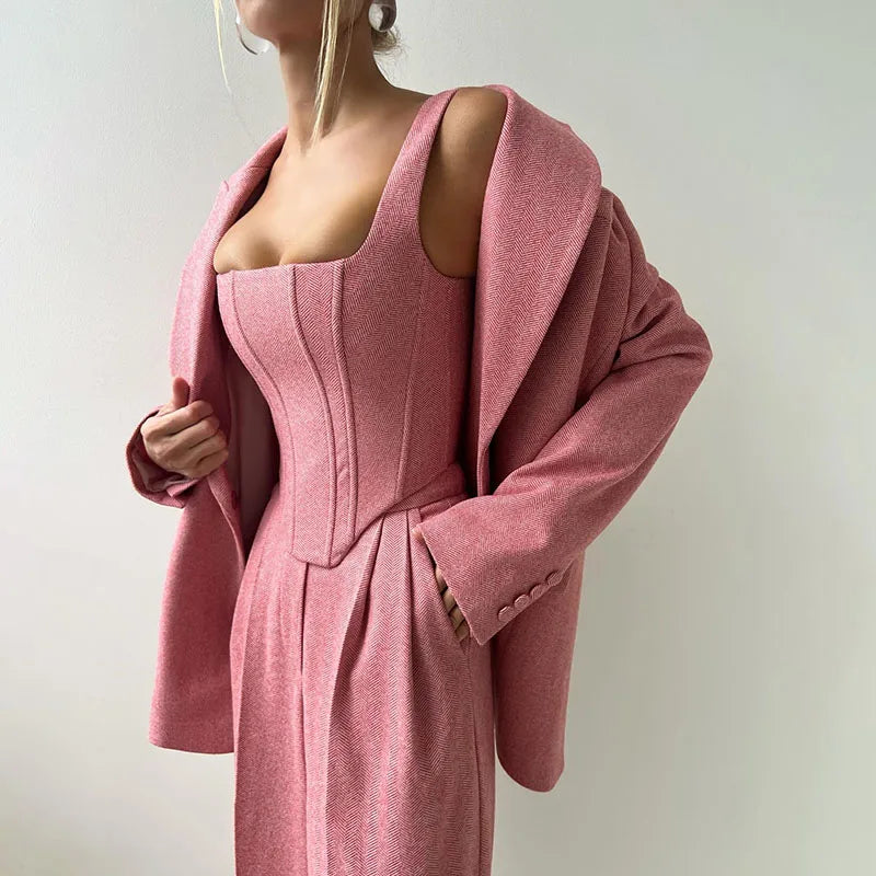 Women's Pants Suit | Corset Top, Blazer and Straight Pants