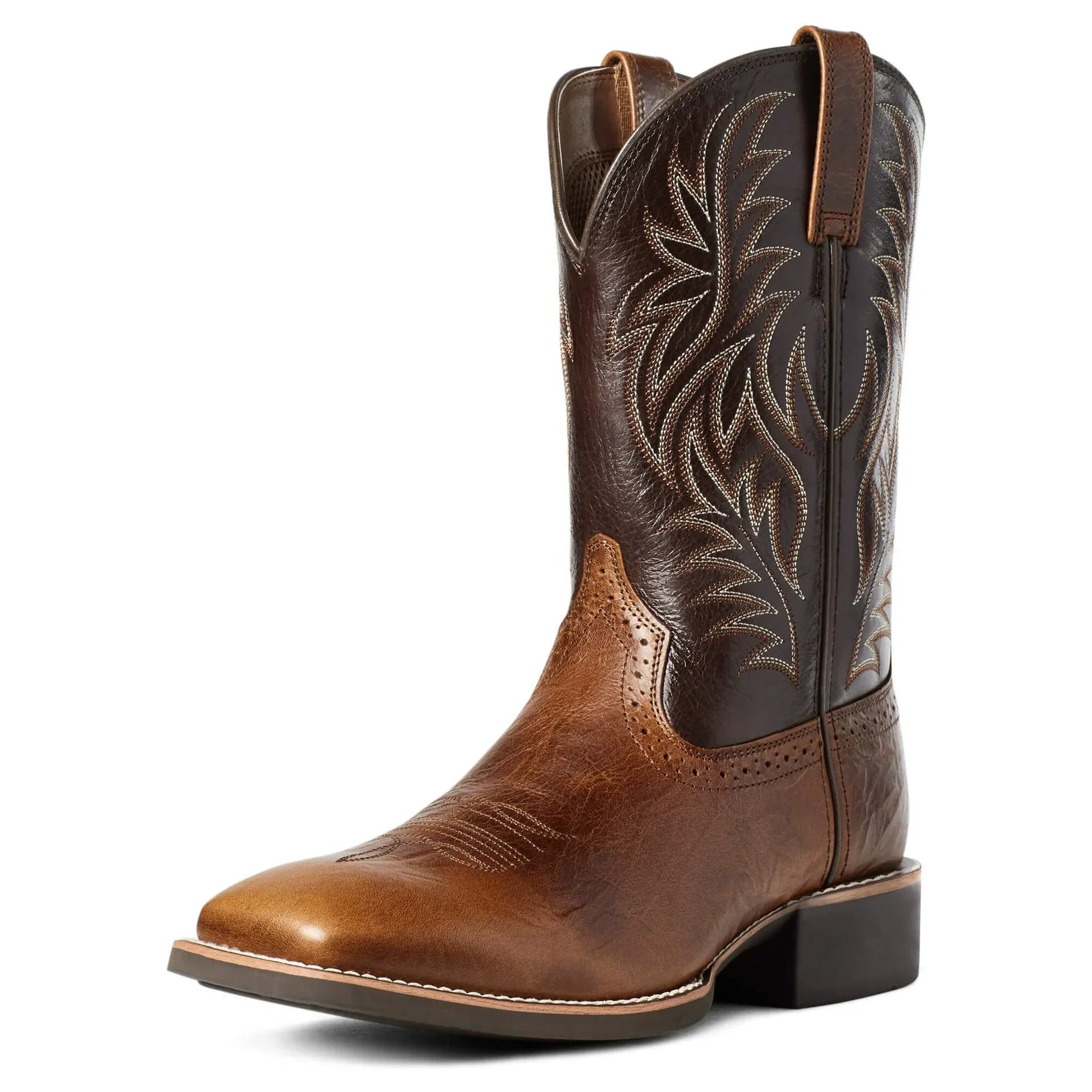 Men's Classic Embroidered Cowboy Boots - Mid-Calf - Square Toe
