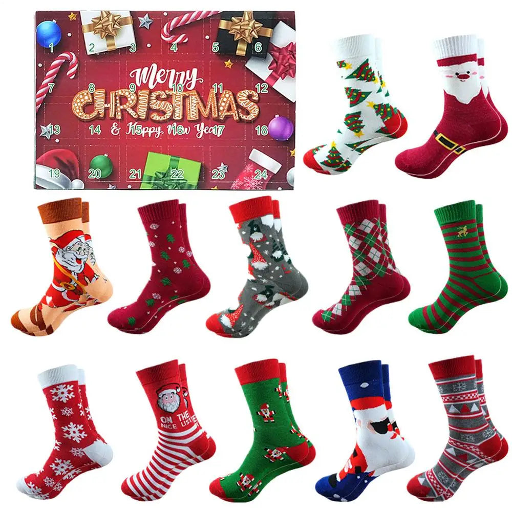 Sock Advent Calendar 24 Days Countdown 12 Pairs Winter Socks Unisex