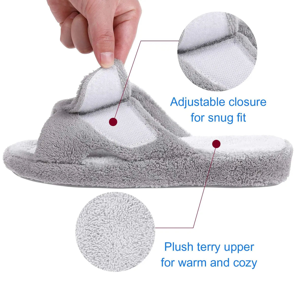 Extra Wide Slippers for Swollen Feet Womens Adjustable Fuzzy Warm