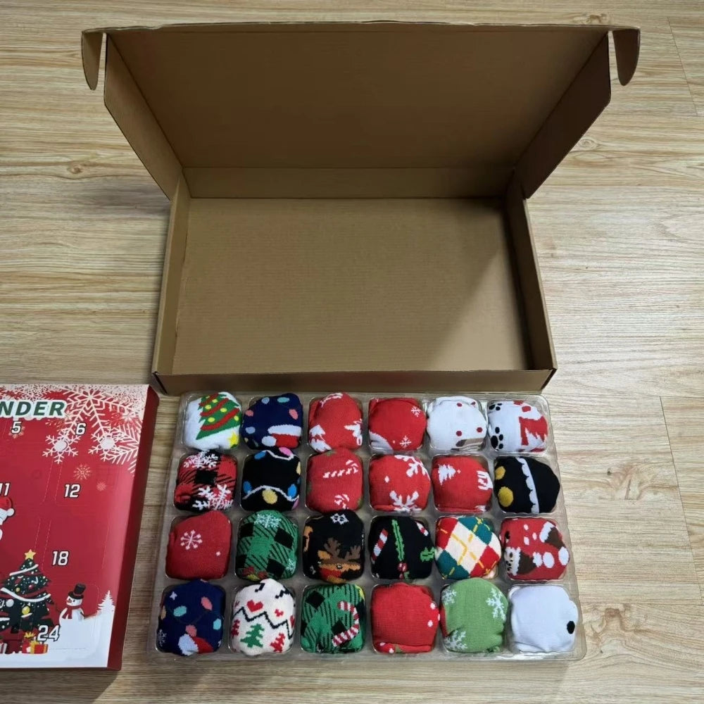 Sock Advent Calendar 24 Pairs Christmas Socks Long Short Gift Box
