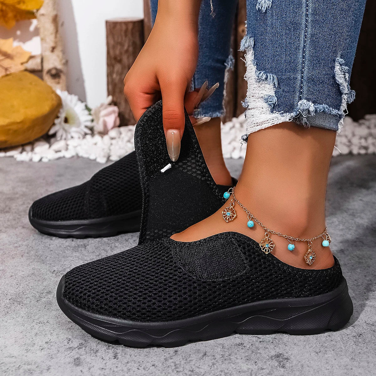 Extra Wide Slippers for Swollen Feet Womens Orthopedic Mesh Flat
