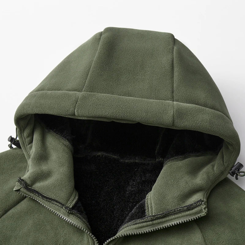 Sherpa lined fleece jacket men hooded zip up with thick warm lining