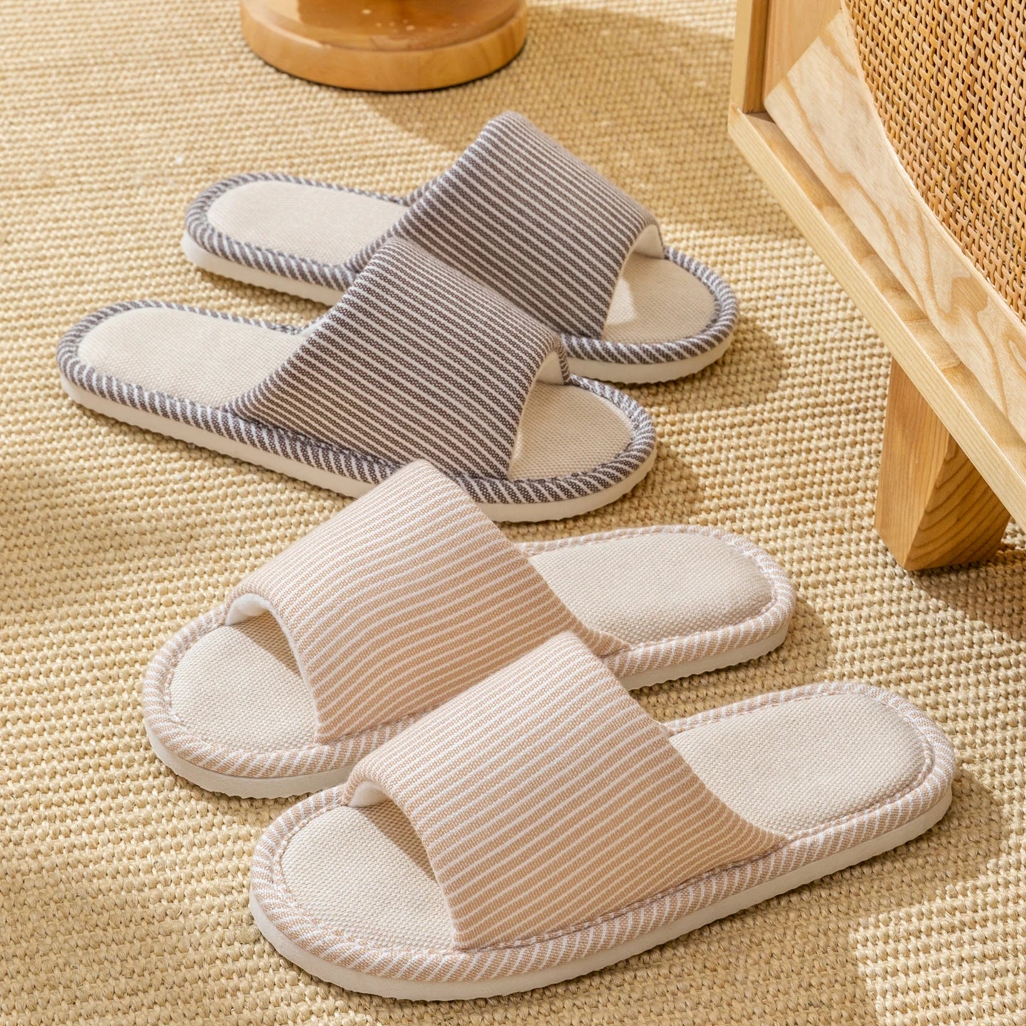 Men's Slippers | Breathable Linen, Slip-On, Open Toe | Spring Summer
