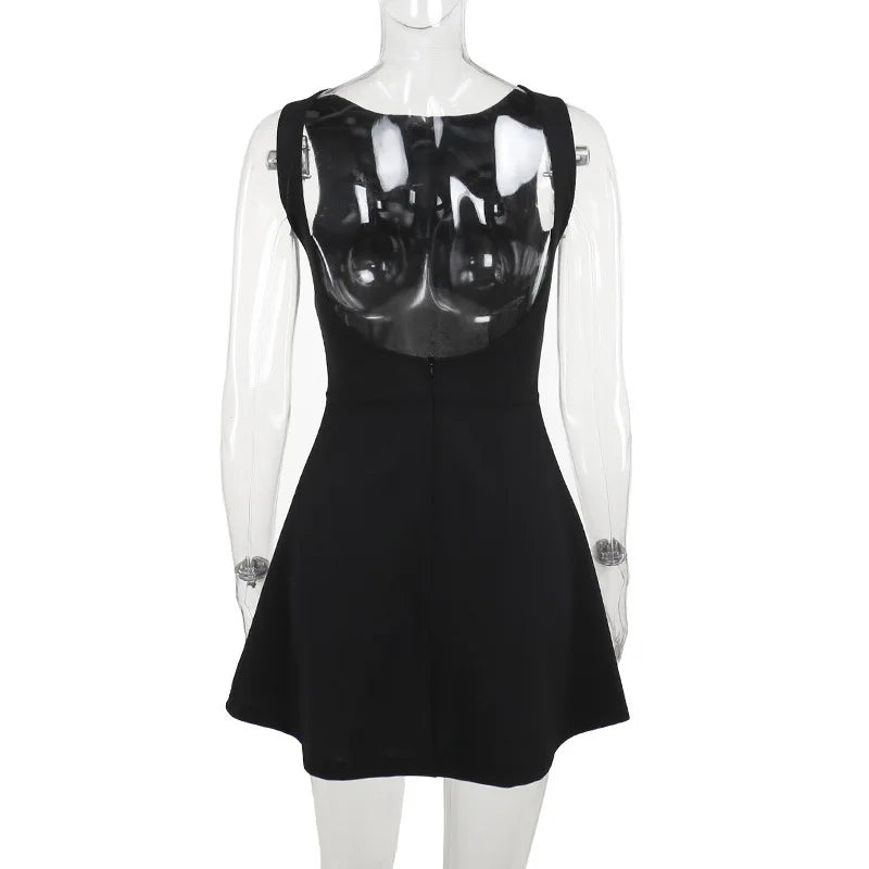 Women's Backless Dress | Black Sleeveless Mini | European Style
