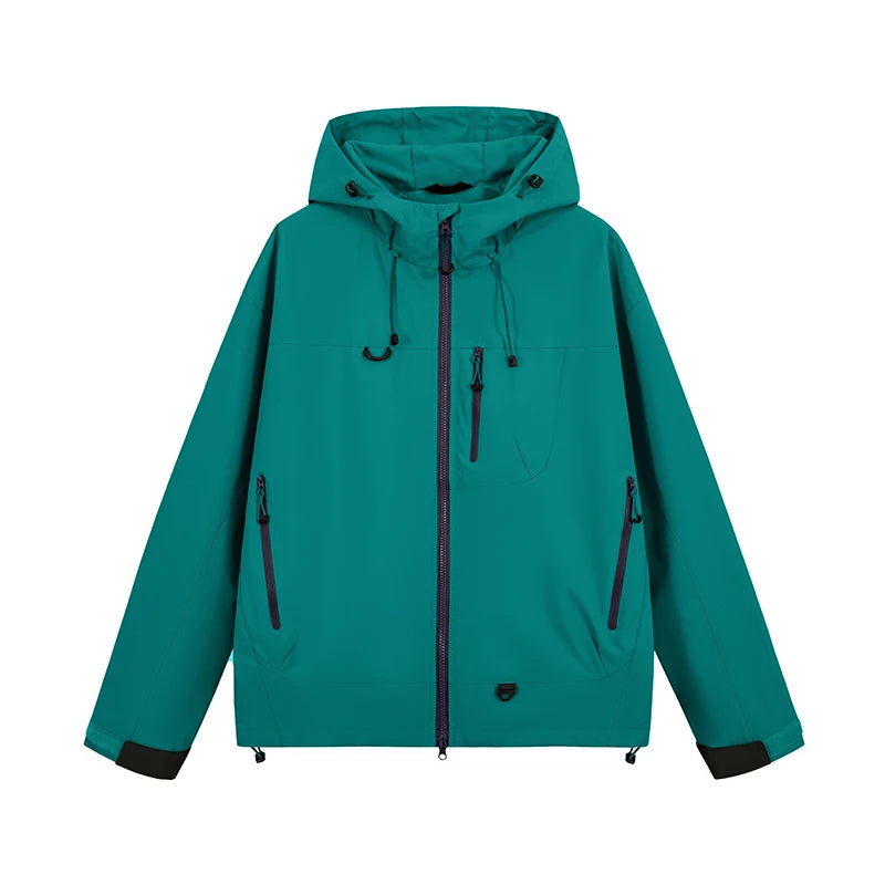 Women waterproof hiking jacket hooded windbreaker for outdoor camping