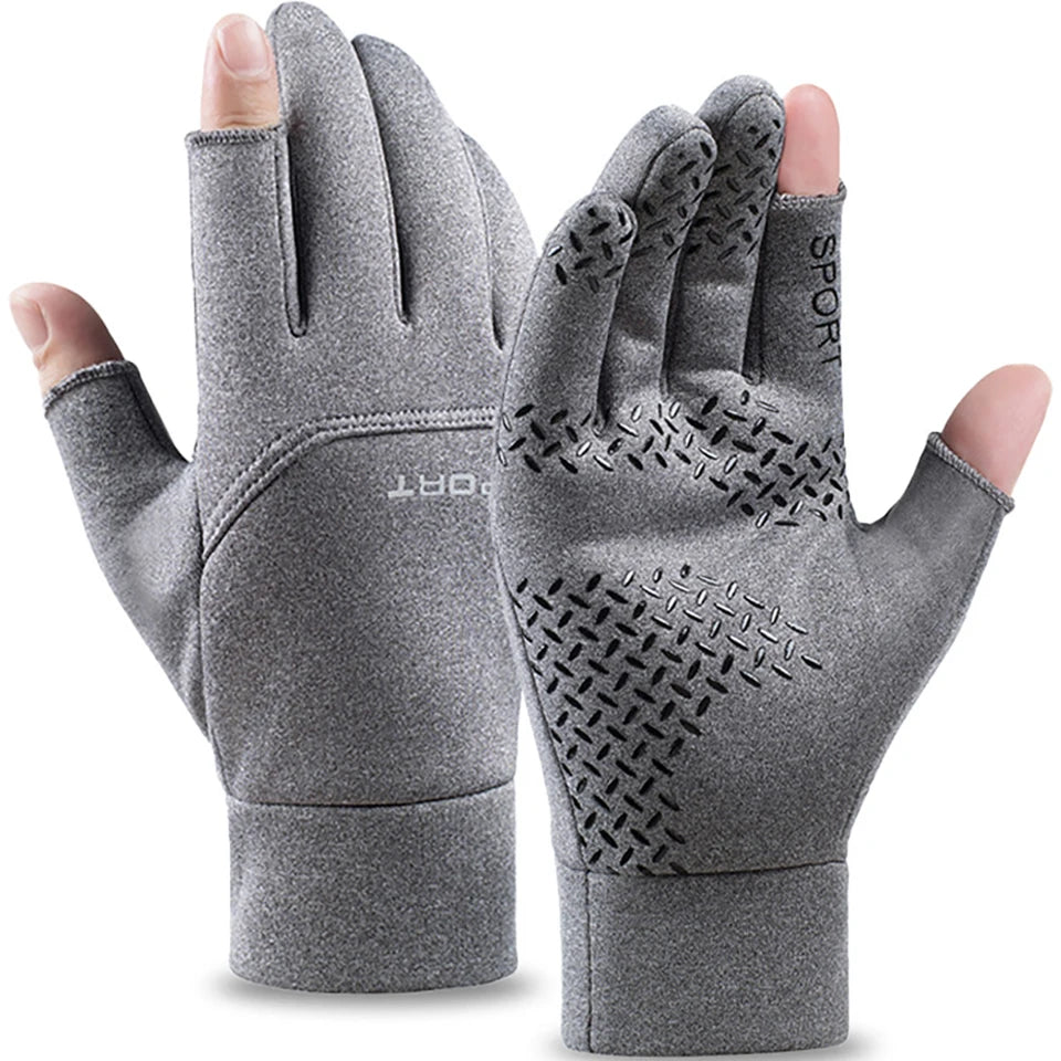 Fishing Gloves | Two Finger Cut, Touchscreen Compatible | Anti Slip Cycling Grip