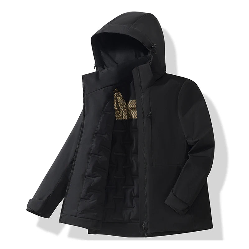 Women waterproof fleece jacket windproof thermal with hood and full-length zip