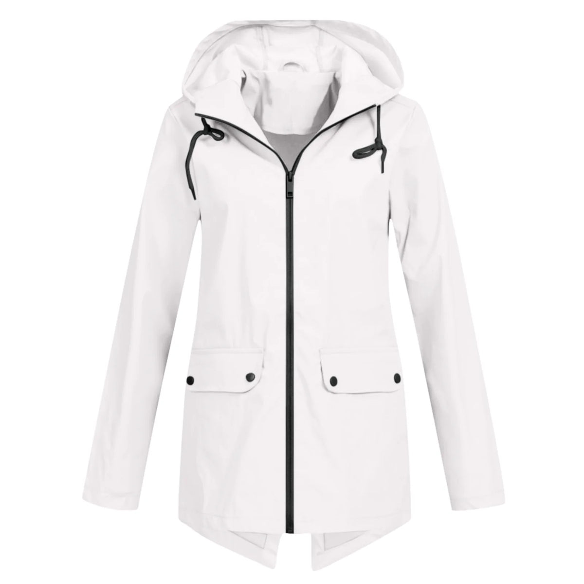 Women waterproof lightweight hooded rain jacket zip-up outdoor