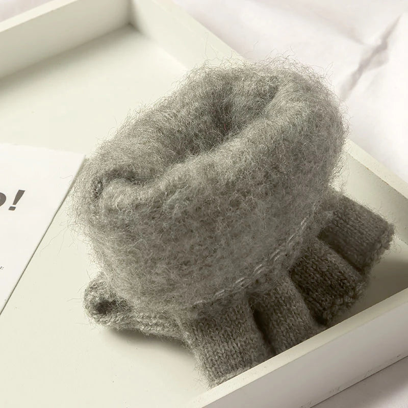 Unisex knit fingerless winter gloves touchscreen half finger warm