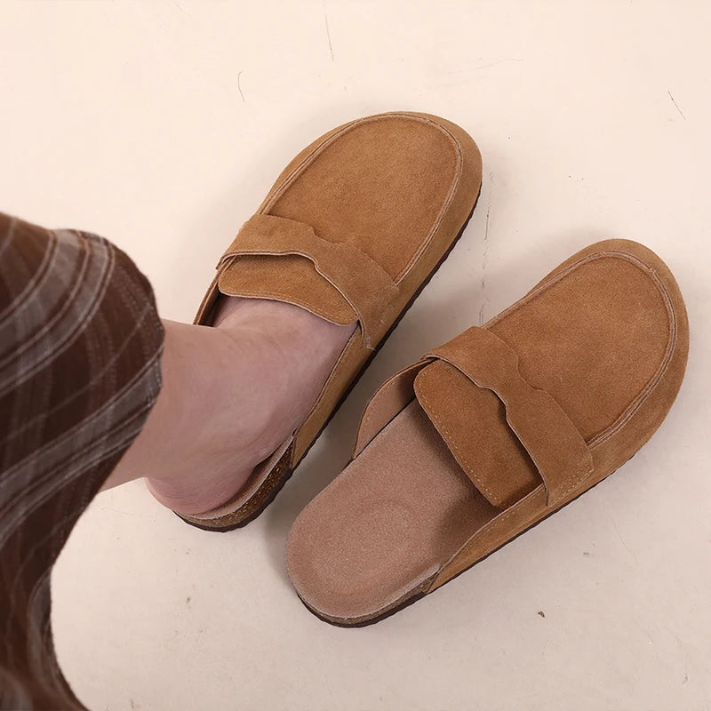 Diabetic Slippers Women | Suede Cork Clogs with Arch Support Non Slip