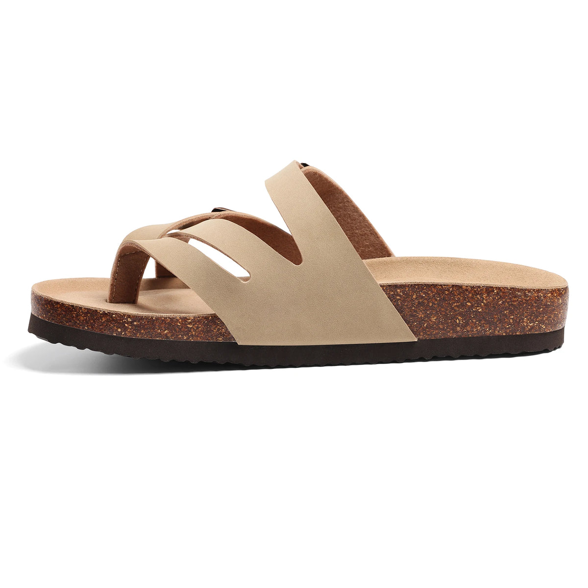 Orthopedic sandals contoured footbed for women with arch support and cork base