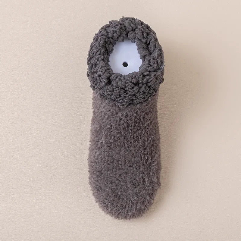 Teddy slipper socks for women thick plush lamb velvet, warm winter