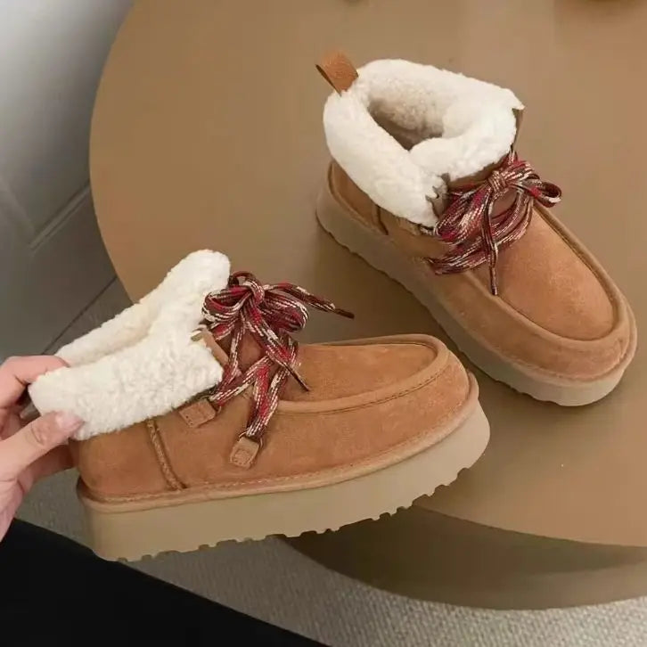 Snow Boots | Women's Sheepskin Ankle Boots, Wool Lined | Warm Winter