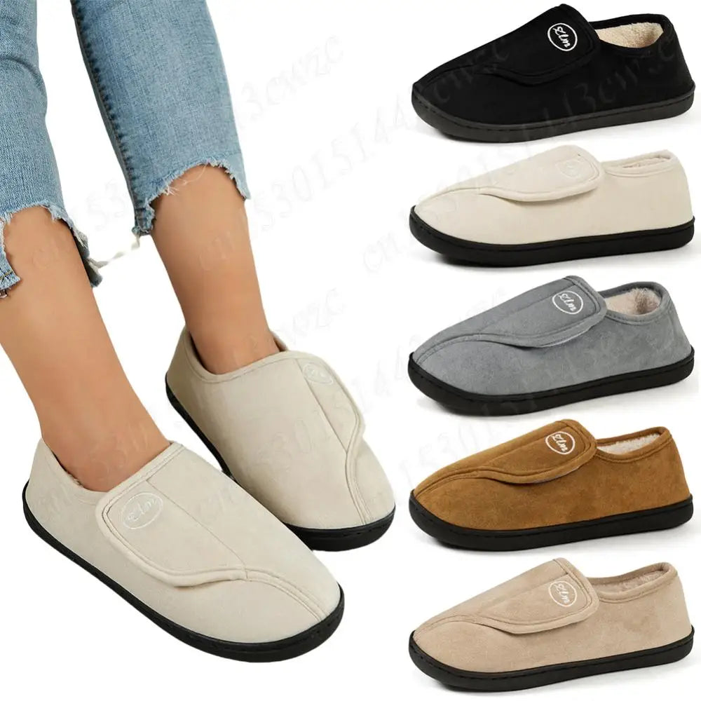 Men's Diabetic Slippers | Wide Fit, Suede Leather | Warm Plush, Non Slip Sole