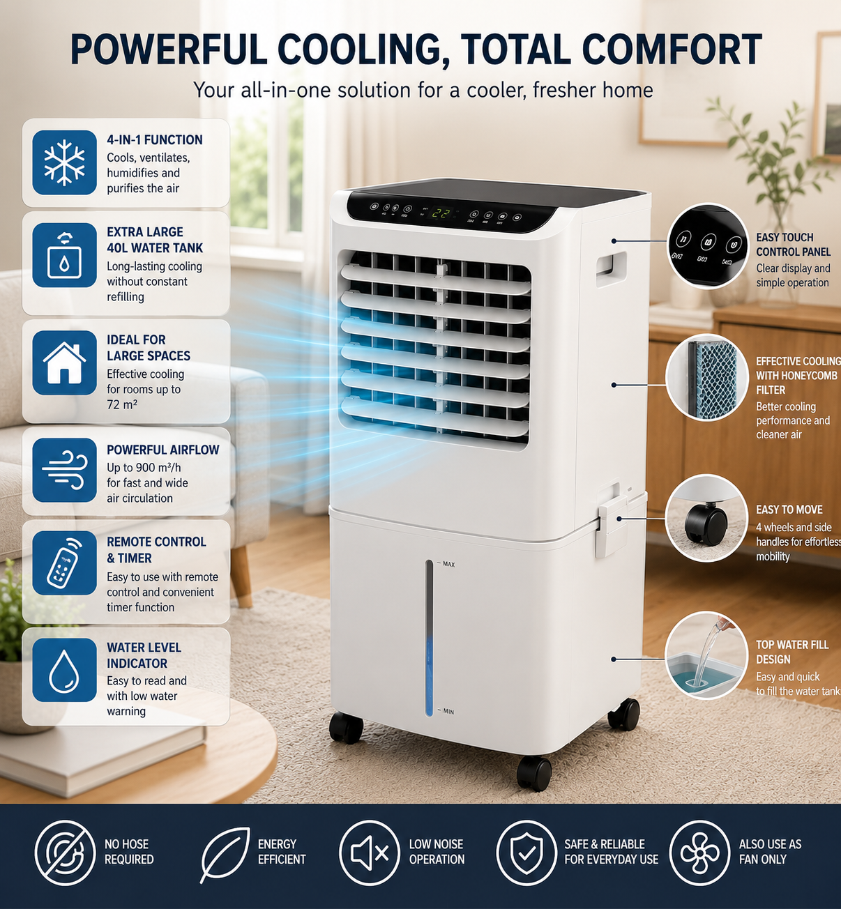 Portable Air Cooler – XXXL Without Exhaust Hose