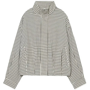 Women's Bomber Jacket | Oversize, Long Sleeve | Checkered, Spring Fall