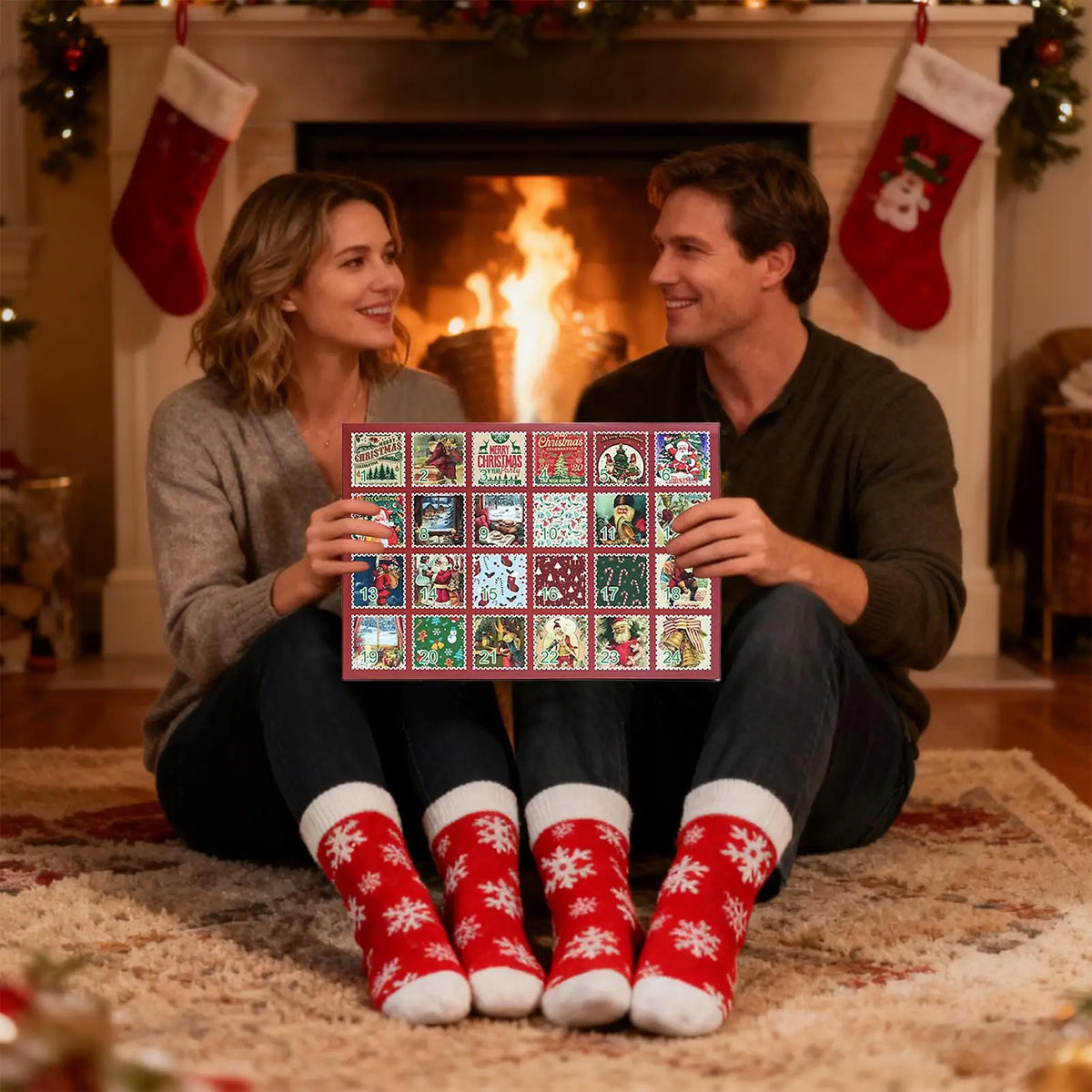 Sock Advent Calendar 24 Days Countdown 12 Pairs Winter Socks Unisex