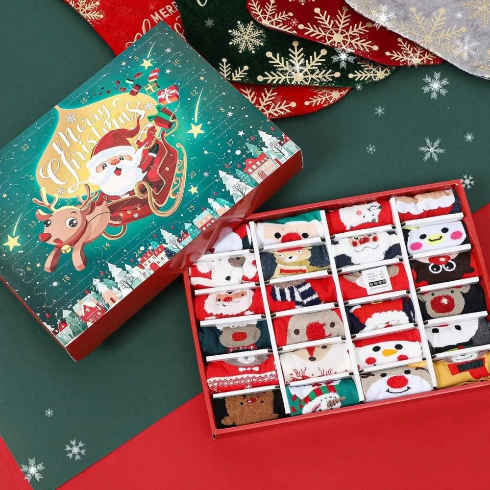 Sock Advent Calendar 24 Pairs Christmas Socks Long Short Gift Box
