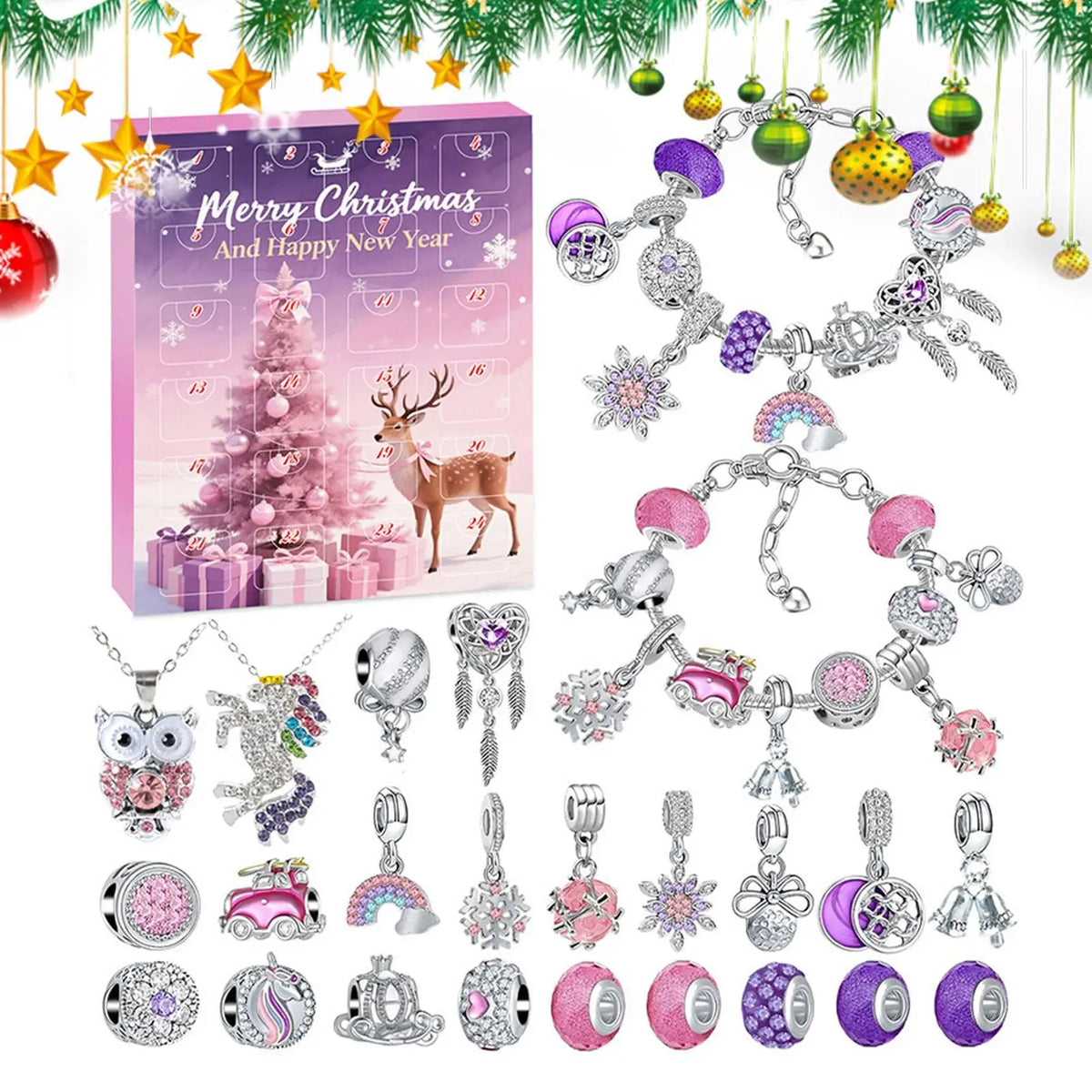 Jewelry Advent Calendar 24 Days Womens Earring Bracelet Set