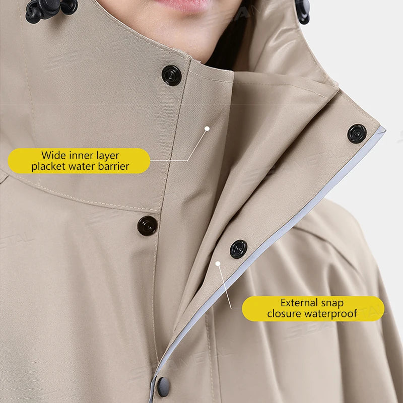 Unisex waterproof hooded rain poncho oversized long raincoat in oxford cloth