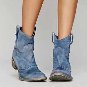Women's Ankle Boots | Western Pointed, Low Heel | Slip-On