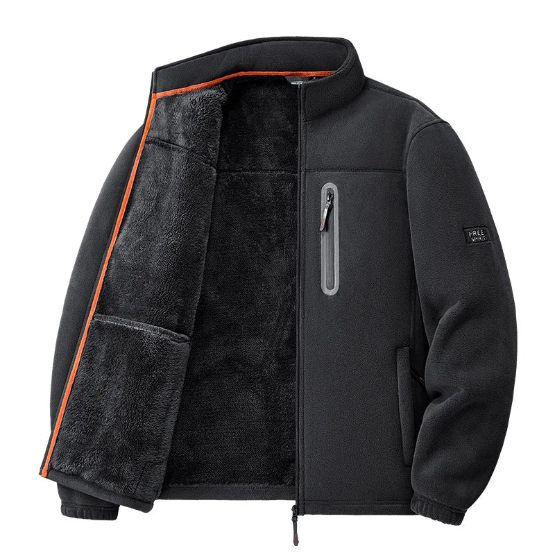 Thermal fleece jacket men thick polar fleece insulated casual winter