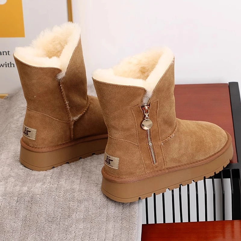Sheepskin Boots | Women's Mid Calf Style | Warm Winter Snow Boots