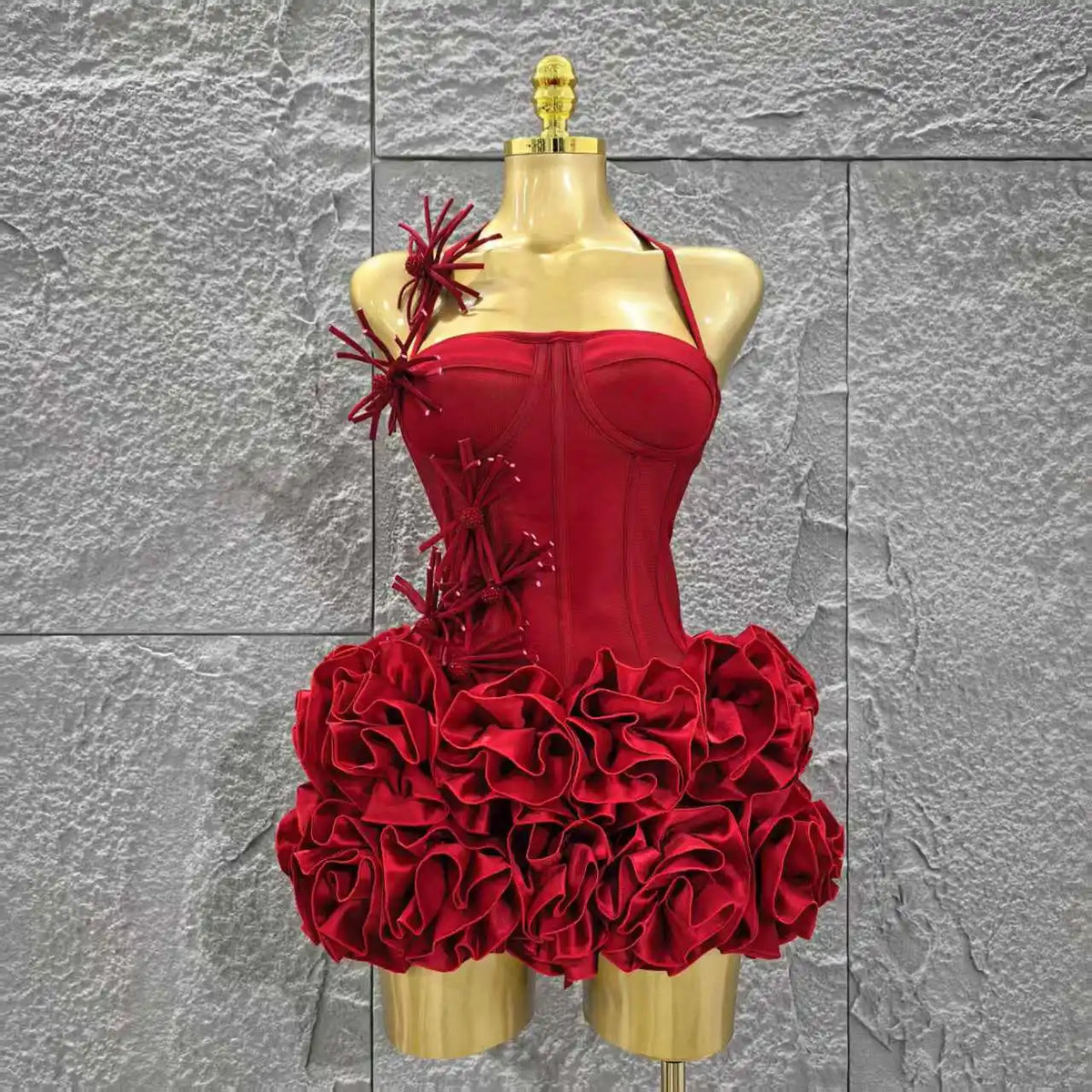 Christmas Party Dress | Women's Strapless Mini Dress, Mermaid Style, Bandage