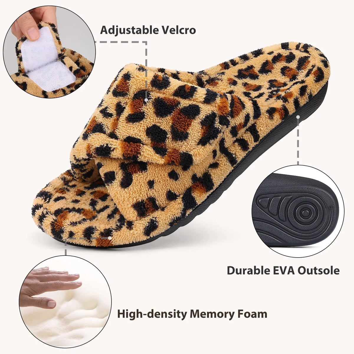 Women's Diabetic Slippers | Fluffy Slides, Soft Feel | Orthopaedic Arch Support