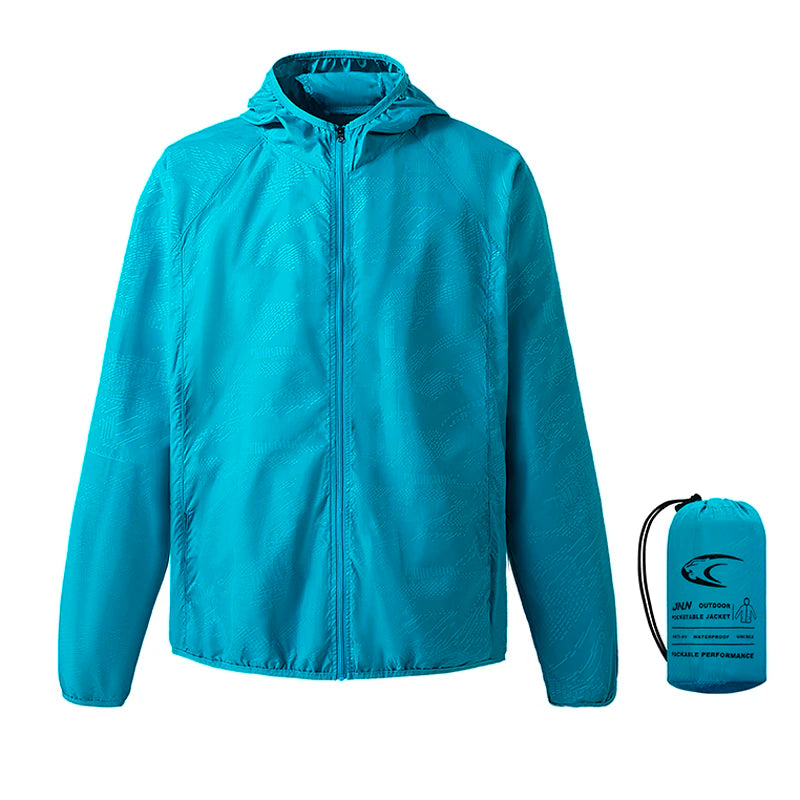 Women men lightweight waterproof jacket packable windbreaker with UPF 50 sun protection