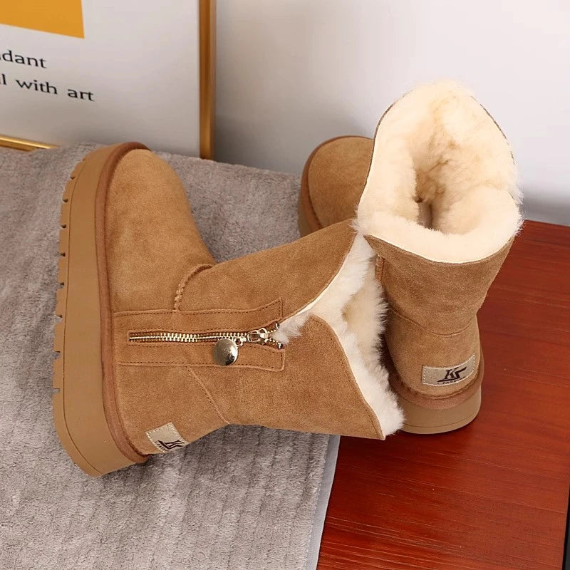 Sheepskin Boots | Women's Mid Calf Style | Warm Winter Snow Boots