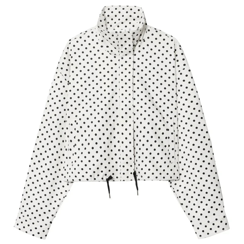 Women's Bomber Jacket | Polka Dot, Oversized | Long Sleeve Spring Coat
