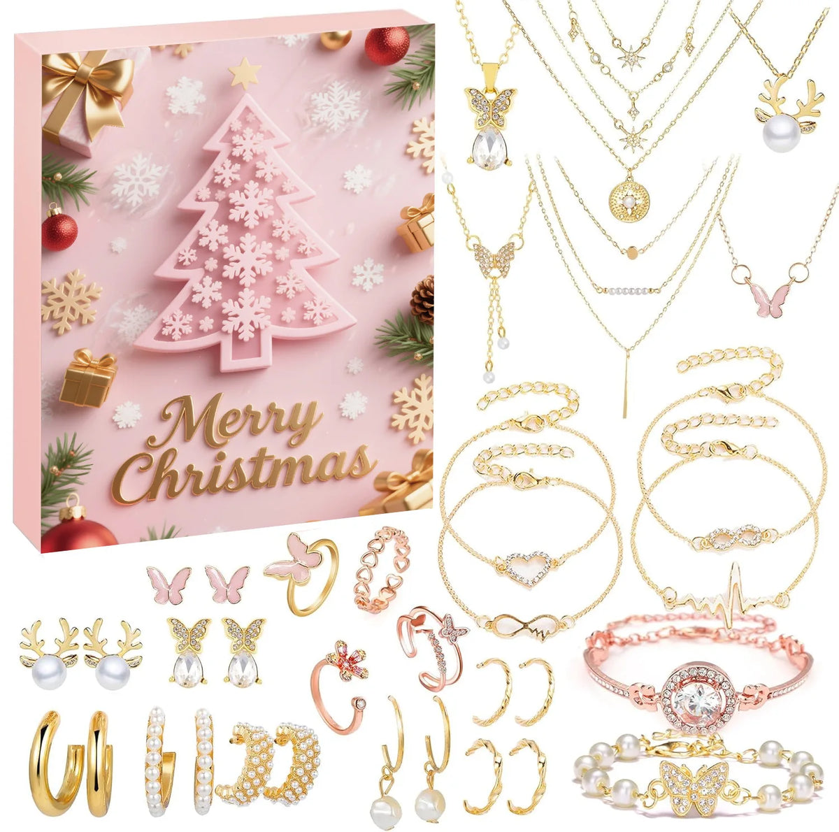 Jewelry Advent Calendar 24 Days Christmas Countdown Womens Set