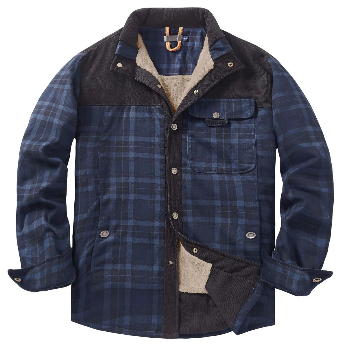 Men plaid casual shirt jacket long sleeve cotton blend, autumn style