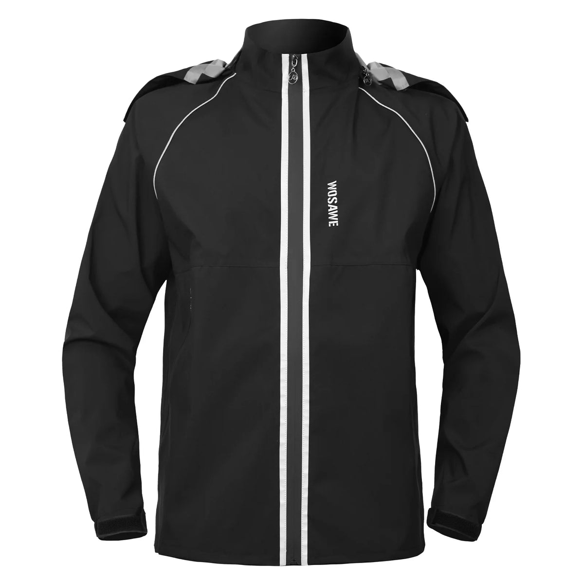 Unisex waterproof rain jacket windproof motorcycle raincoat with reflective stripes