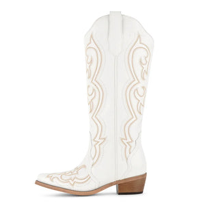 Women's Cowboy Boots | Knee High, Western Embroidery, Thick Heel