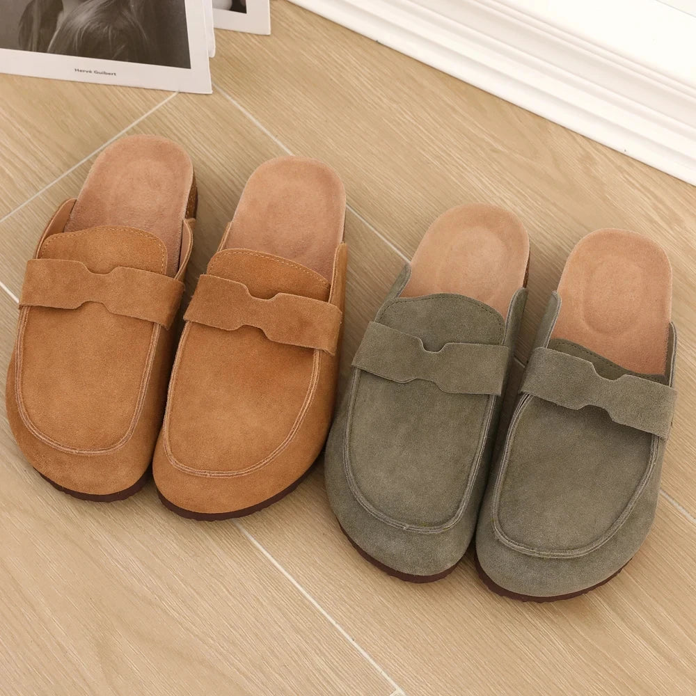 Diabetic Slippers Women | Suede Cork Clogs with Arch Support Non Slip