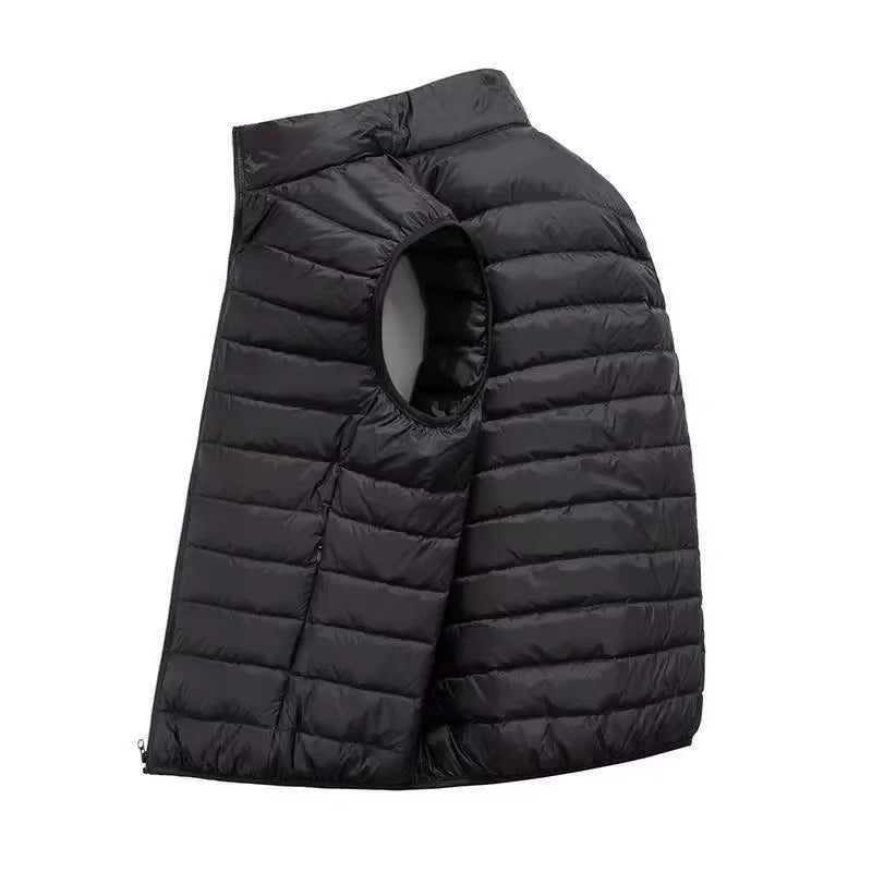 Mens padded vest stand collar with zipper and thick winter warm design