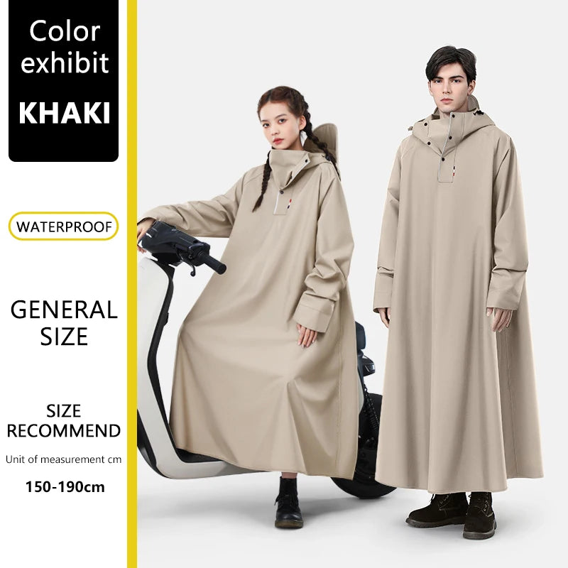 Unisex waterproof hooded rain poncho oversized long raincoat in oxford cloth